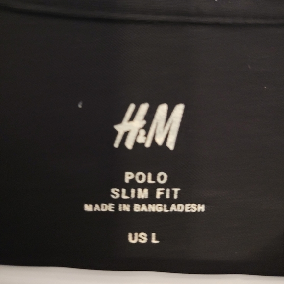 H&M Slim Fit Black Short Sleeve Polo (Large) - Picture 2 of 3